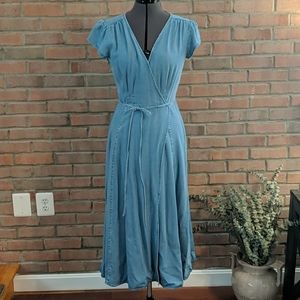 Gap Long Wrap Dress - Chambray M